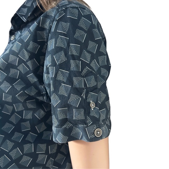 Ted Baker London Blouse Top Shirt Geometric Pattern Full Button Front Micro Dots - Picture 6 of 16